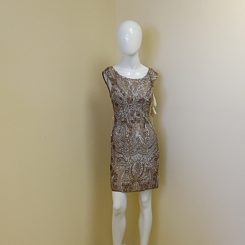 Chic Brown Patterned Mini Dress